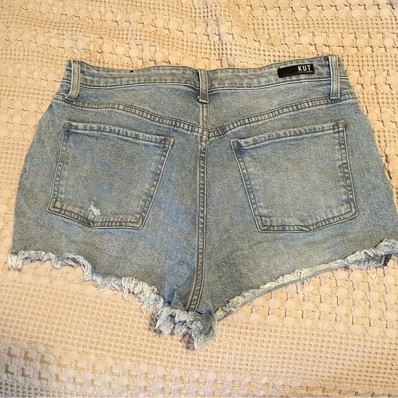 Kut from the Kloth high rise distressed denim short shorts, size 12 - Picture 4 of 5